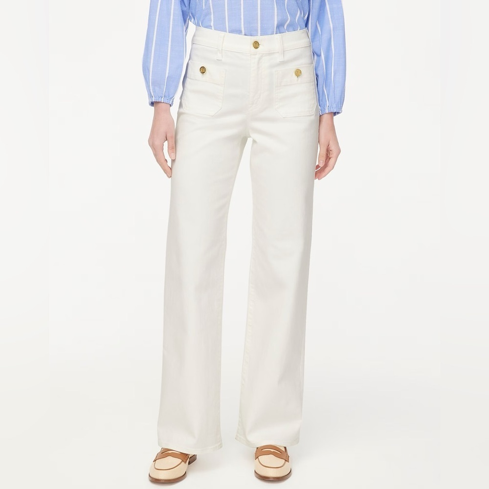 NWT J Crew Factory Slim wide-leg sailor jean in all-day stretch Seashell White - Picture 2 of 12